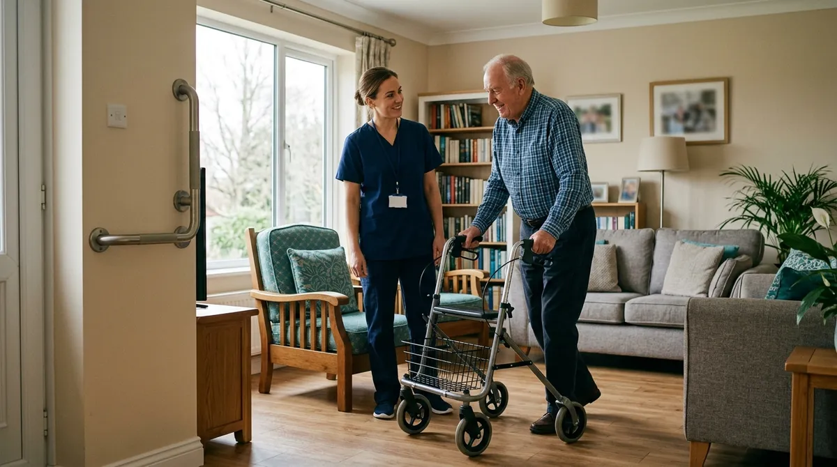 Ergothérapeute évaluant l'aménagement du domicile d'un patient